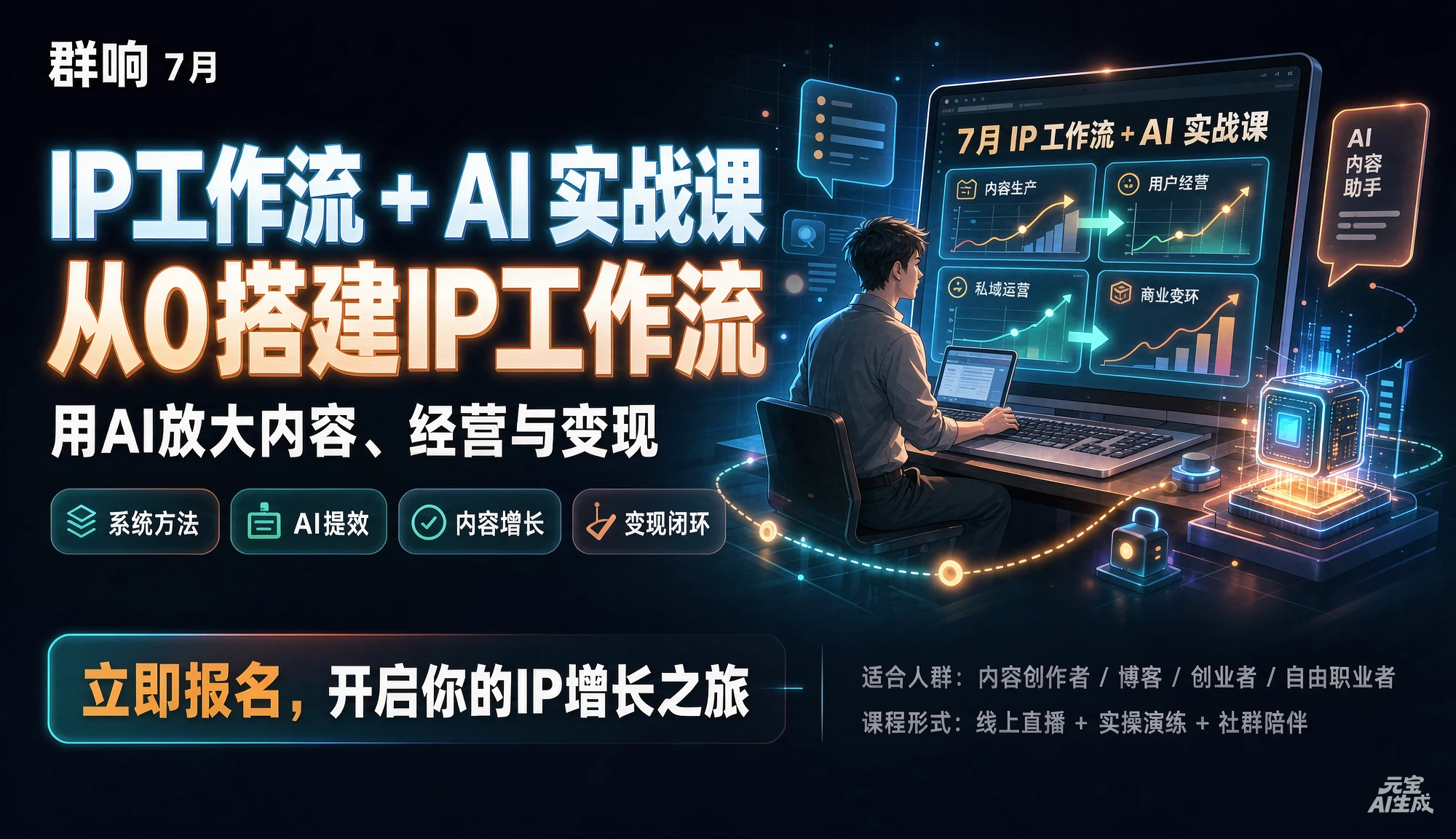 【精】群响-7月 IP工作流 + AI 实战课,从0搭建IP工作流,用AI放大内容、经营与变现 【精】群响-7月 IP工作流 + AI 实战课,从0搭建IP工作流,用AI放大内容、经营与变现