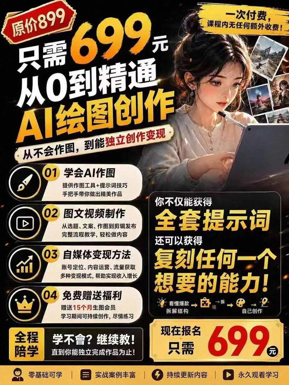 图片[3]-外面卖699元的抖音10W粉博主AI绘图实战课：提示词+爆款复刻+漫画创作+封面设计，从0掌握AI作图与变现完整流程-智富思维学堂