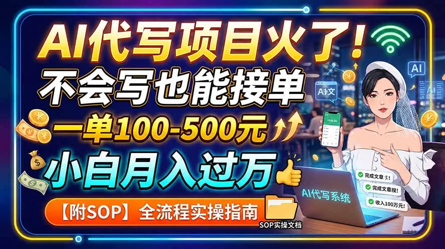 AI代写项目火了！不会写也能接单，一单100-500元，小白月入过万【附SOP】-智富思维学堂