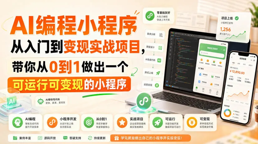 AI编程小程序从入门到变现实战项目，带你从0到1做出一个可运行可变现的小程序-智富思维学堂
