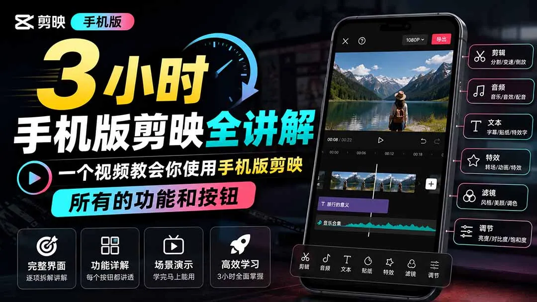 图片[2]-3小时手机版剪映全讲解，一个视频教会你使用手机版剪映，所有的功能和按钮-智富思维学堂