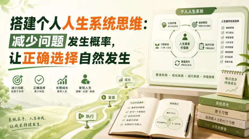 付费文章：搭建个人人生系统思维：减少问题发生概率，让正确选择自然发生-智富思维学堂