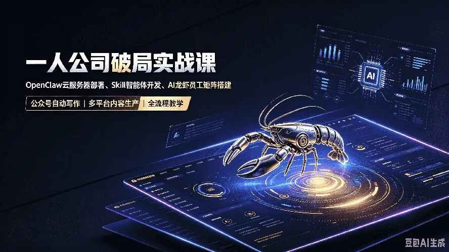 一人公司破局实战课｜OpenClaw云服务器部署、Skill智能体开发、AI龙虾员工矩阵搭建，公众号自动写作与多平台内容…-智富思维学堂