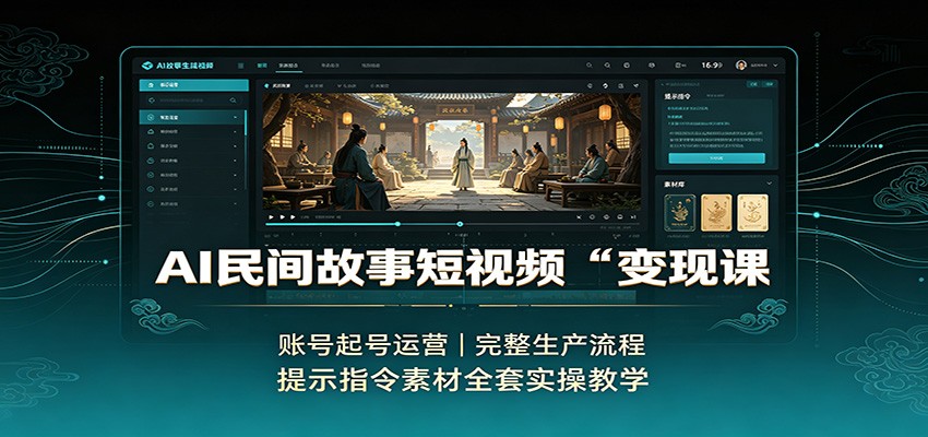 AI民间故事短视频变现课：账号起号运营，完整生产流程，提示指令素材全套实操教学-智富思维学堂