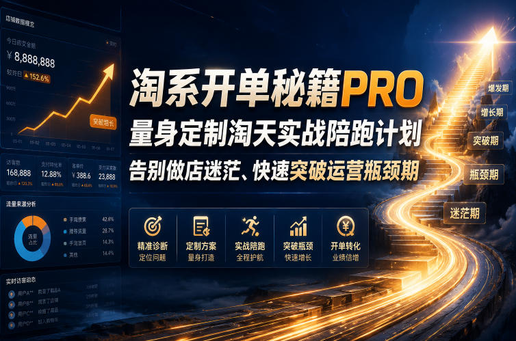 淘系开单秘籍PRO,量身定制淘天实战陪跑计划,告别做店迷茫、快速突破运营瓶颈期(更新260823)-智富思维学堂