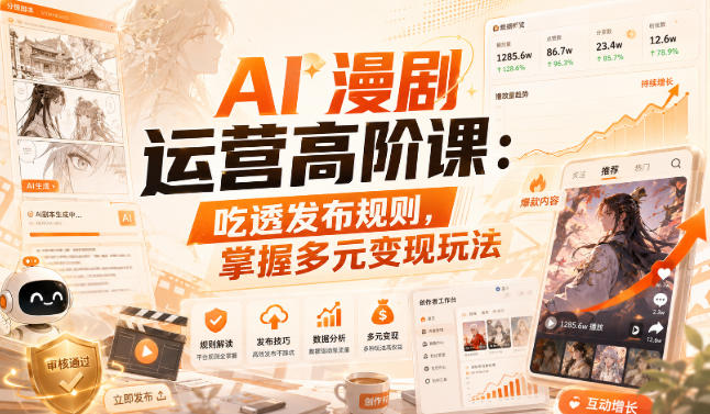 AI漫剧运营高阶课：吃透发布规则，掌握多元变现玩法-智富思维学堂
