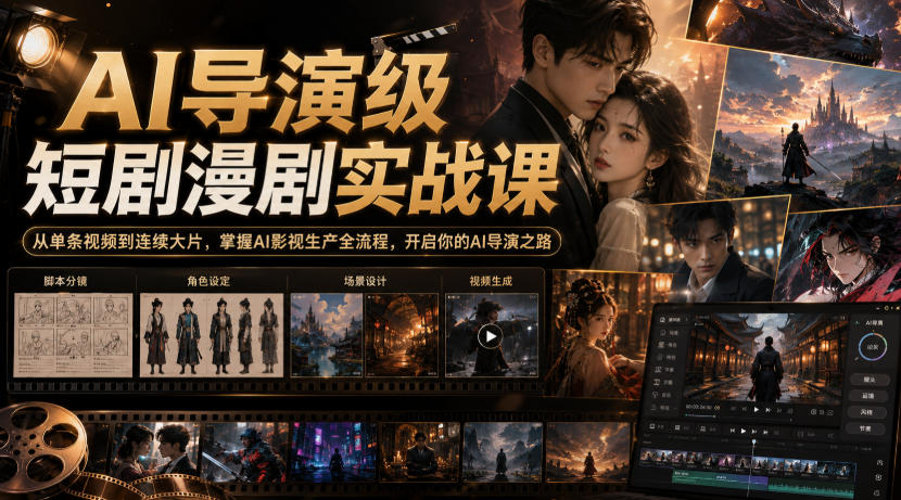 AI导演级短剧漫剧实战课,从单条视频到连续大片,掌握AI影视生产全流程,开启你的AI导演之路!-智富思维学堂