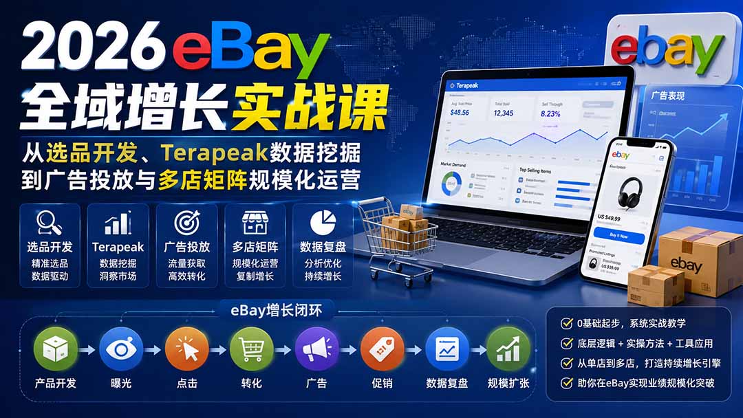2026-Vincent eBay全域增长实战课-无水印：从选品开发、Terapeak数据挖掘到广告投放与多店矩阵规模化运营-智富思维学堂