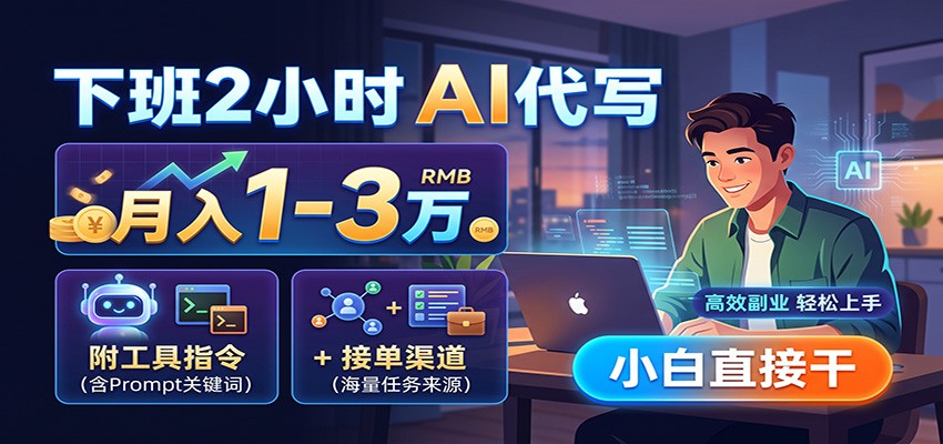 下班2小时AI代写，月入1-3万，附工具指令+接单渠道，小白直接干-智富思维学堂
