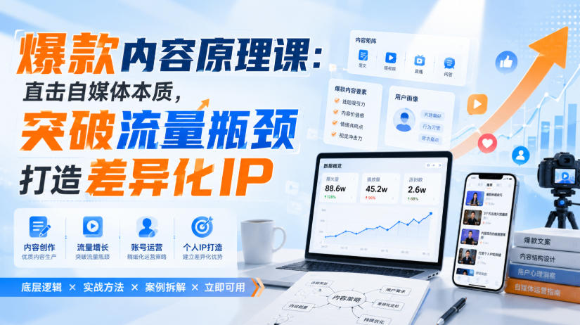 爆款内容原理课:直击自媒体本质,突破流量瓶颈打造差异化IP-智富思维学堂