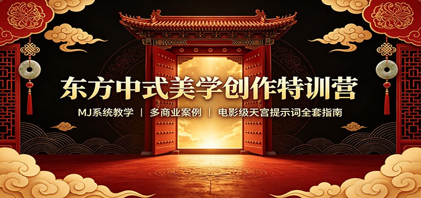 东方中式美学创作特训营：MJ系统教学，多商业案例，电影级天宫提示词全套指南-智富思维学堂