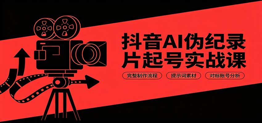 抖音AI伪纪录片起号实战课：完整制作流程，提示词素材，对标账号分析-智富思维学堂
