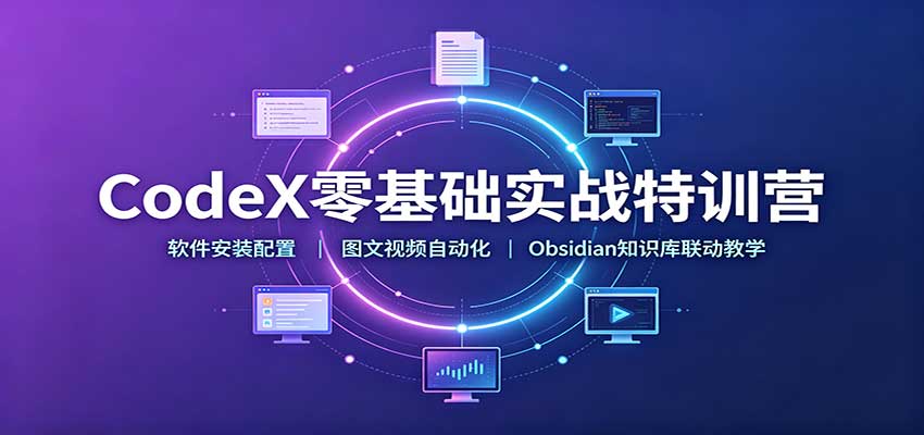 CodeX零基础实战特训营：软件安装配置，图文视频自动化，Obsidian知识库联动教学-智富思维学堂