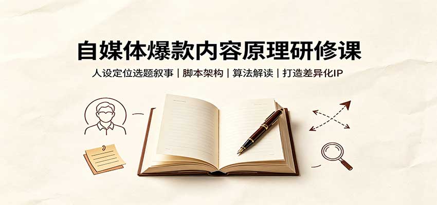 自媒体爆款内容原理研修课：人设定位选题叙事，脚本架构，算法解读打造差异化IP-智富思维学堂