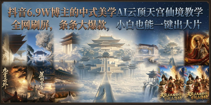 抖音6.9W博主的中式美学AI云顶天宫仙境教学,全网刷屏,条条大爆款,小白也能一键出大片-智富思维学堂
