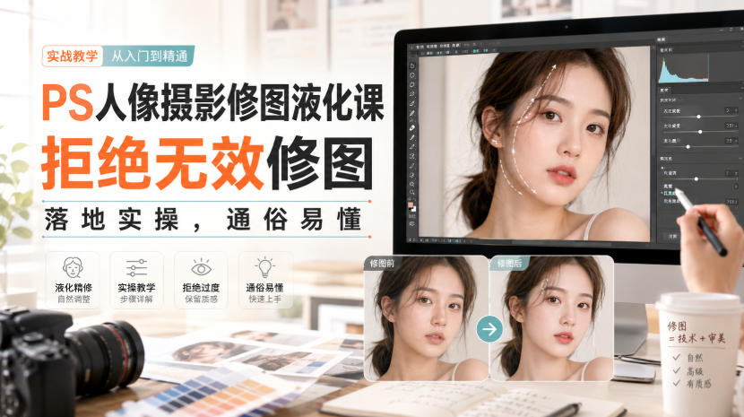 PS人像摄影修图液化课,拒绝无效修图,落地实操,通俗易懂-智富思维学堂