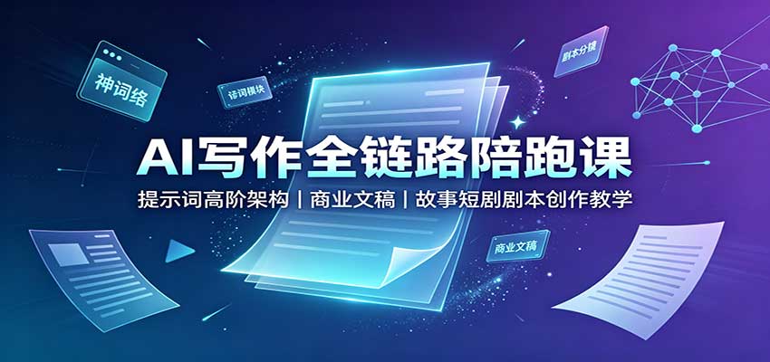 AI写作全链路陪跑课：提示词高阶架构，商业文稿，故事短剧剧本创作教学-智富思维学堂
