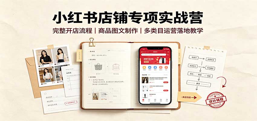 小红书店铺专项实战营：完整开店流程，商品图文制作，多类目运营落地教学-智富思维学堂