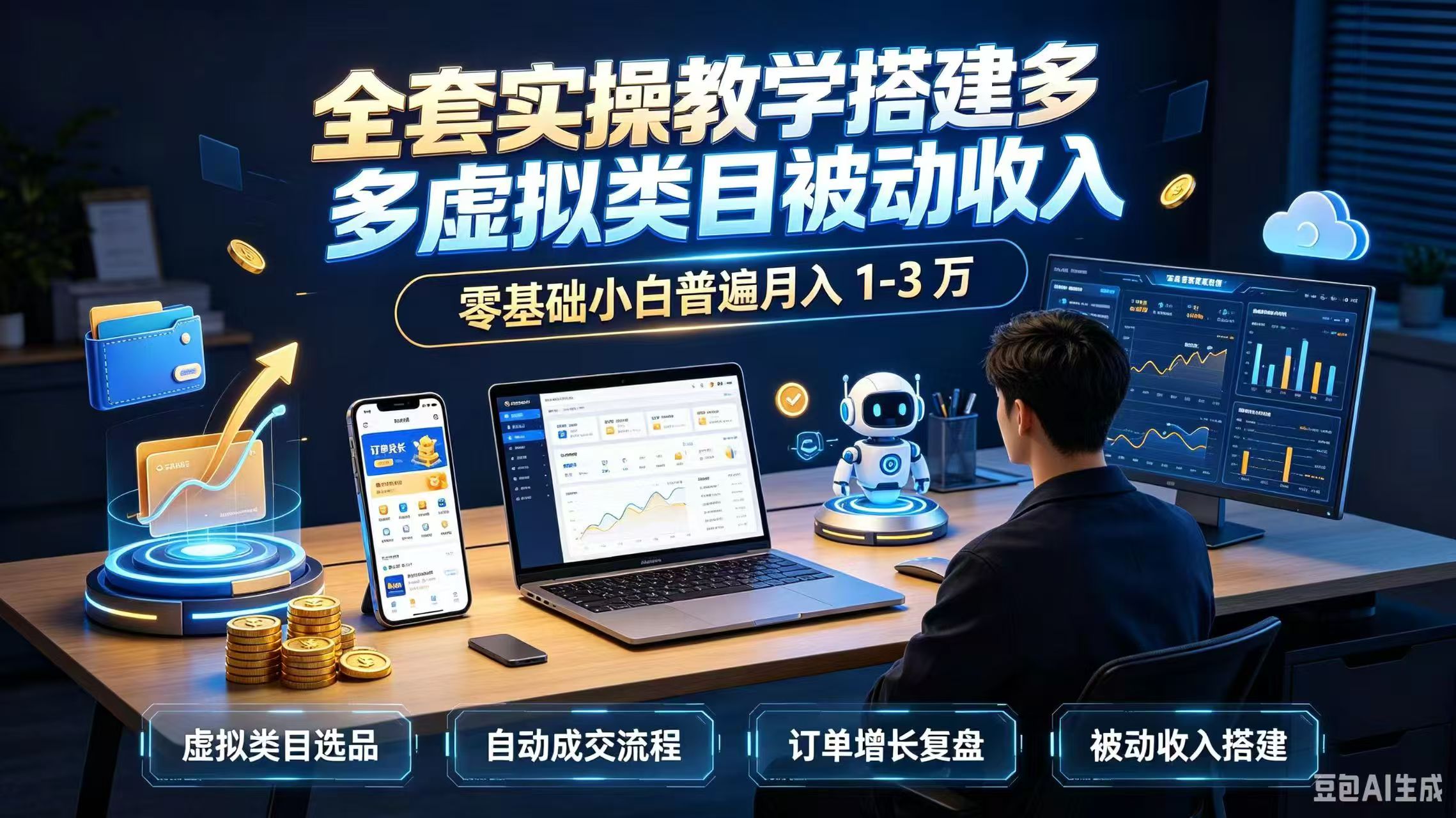 全套实操教学搭建多多虚拟类目被动收入,零基础小白普遍月入 1-3 万-智富思维学堂