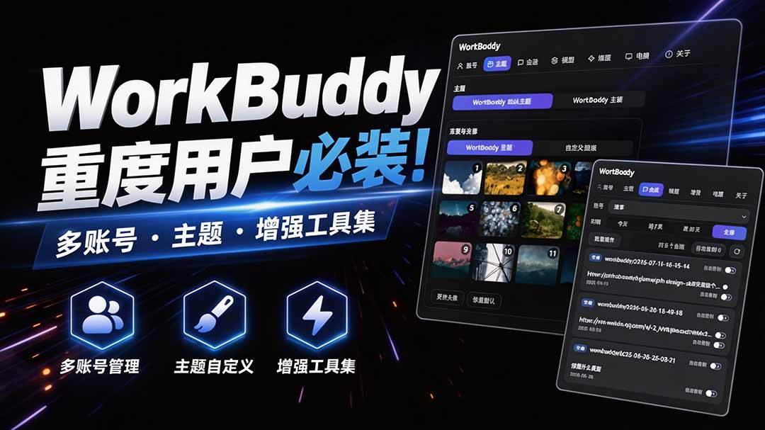 WorkBuddy重度用户必装!多账号·主题·增强工具集,零侵入、零重签名,WorkDaddy-智富思维学堂