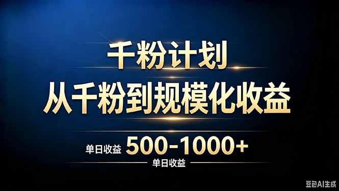 抖音千粉账号计划,从千粉到规模化收益 500-1000+单日收益-智富思维学堂