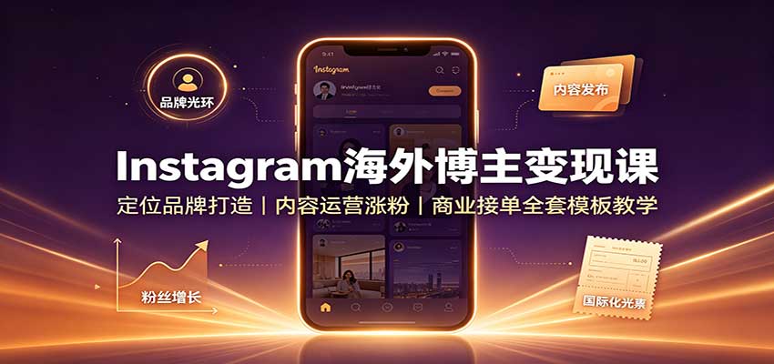 Instagram海外博主变现课：定位品牌打造，内容运营涨粉，商业接单全套模板教学-智富思维学堂