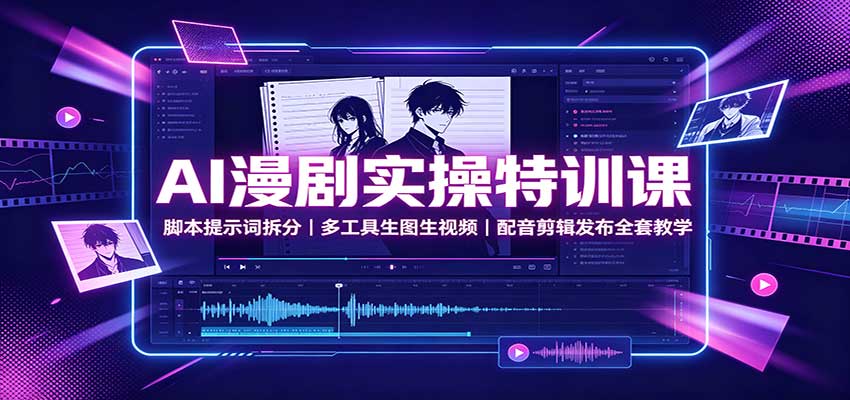AI漫剧实操特训课：脚本提示词拆分，多工具生图生视频，配音剪辑发布全套教学-智富思维学堂