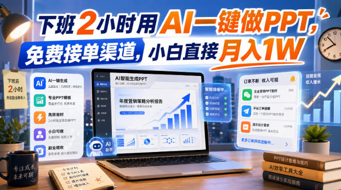 下班2小时用AI一键做PPT,免费接单渠道,小白直接月入1W【揭秘】-智富思维学堂