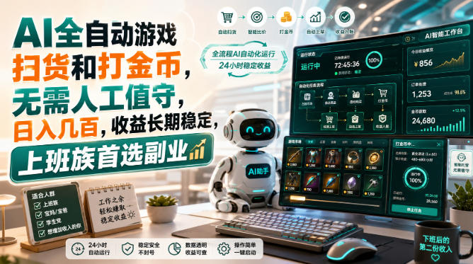 AI全自动游戏皮肤扫货和打金币，日入几百，内部方法大揭秘，0门槛！-智富思维学堂