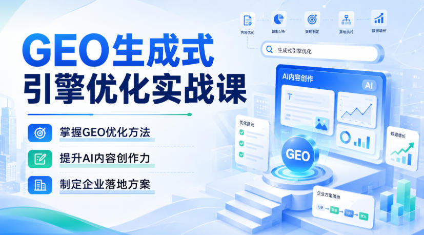 GEO生成式引擎优化实战课,掌握GEO优化方法,提升AI内容创作力,制定企业落地方案-智富思维学堂