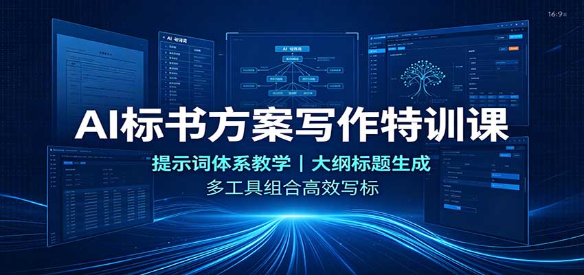 AI标书方案写作特训课：提示词体系教学，大纲标题生成，多工具组合高效写标-智富思维学堂