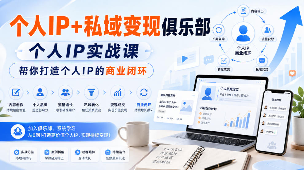 个人IP+私域变现俱乐部,个人IP实战课,帮你打造个人IP的商业闭环-智富思维学堂