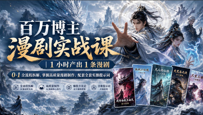 百万博主漫剧实战课｜1小时产出1条漫剧，0‑1全流程拆解，掌握高质量漫剧制作，配套全套实操提示词-智富思维学堂