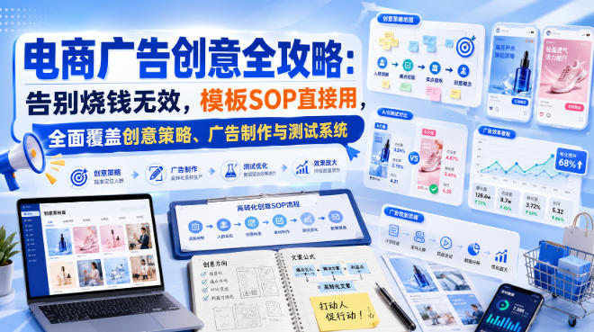 电商广告创意全攻略:告别烧钱无效,模板SOP直接用,全面覆盖创意策略、广告制作与测试系统【原创双语字幕】-智富思维学堂