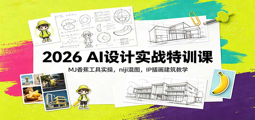 2026 AI设计实战特训课：MJ香蕉工具实操，niji混图，IP插画建筑教学-智富思维学堂
