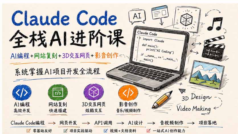 图片[2]-Claude Code全栈AI进阶课-更新；AI编程+网站复刻+3D交互网页+影音创作，系统掌握AI项目开发全流程-智富思维学堂