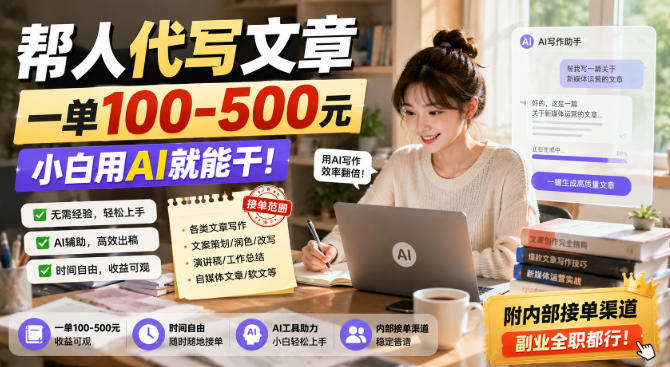 帮人代写文章,一单100-500,小白用AI就能干,附内部接单渠道,副业全职都行【揭秘】-智富思维学堂