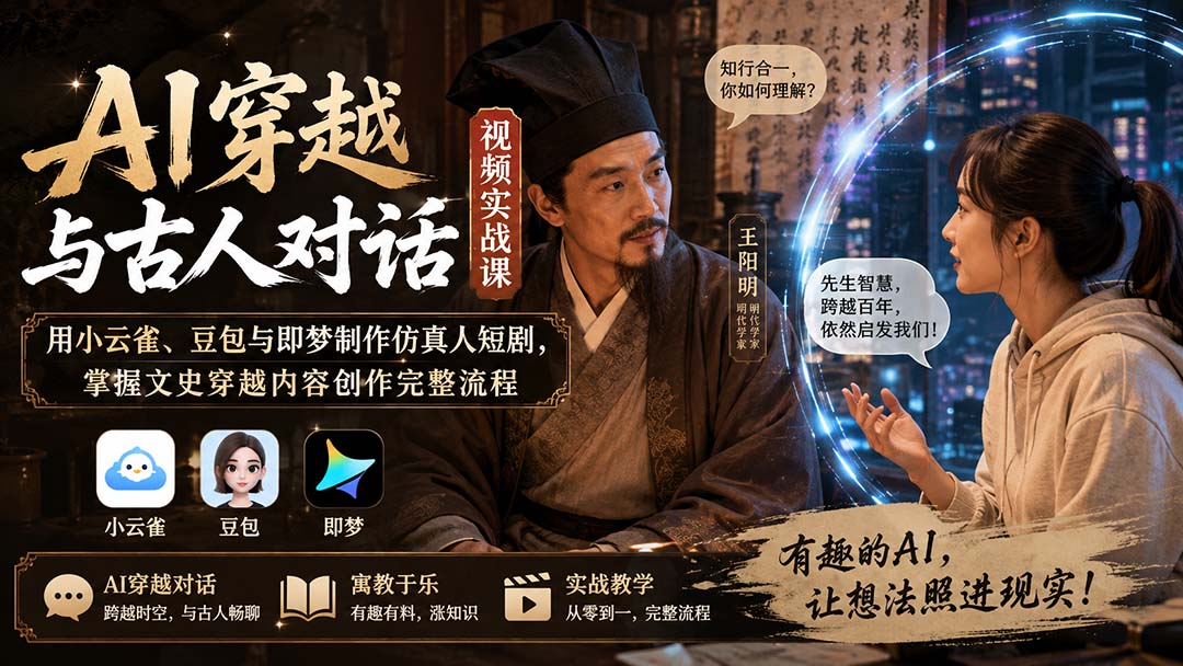 图片[2]-AI穿越与古人对话视频实战课：用小云雀、豆包与即梦制作仿真人短剧，掌握文史穿越内容创作完整流程-智富思维学堂