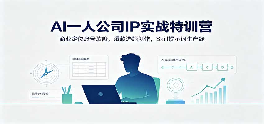 AI一人公司IP实战特训营：商业定位账号装修，爆款选题创作，Skill提示词生产线-智富思维学堂