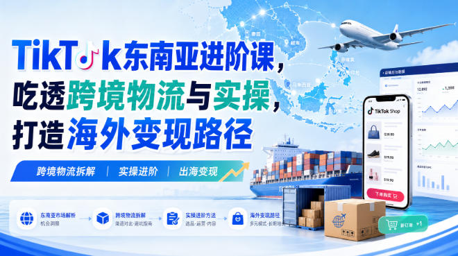 TikTok东南亚进阶课,吃透跨境物流与实操,打造海外变现路径-智富思维学堂