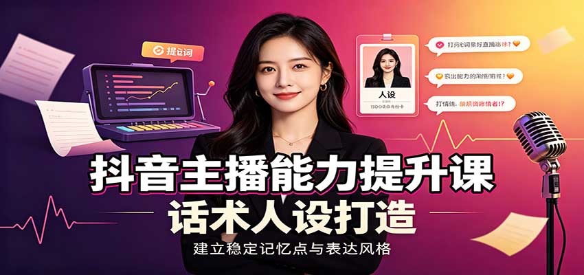 抖音主播能力提升课：账号底层逻辑，直播间搭建调试，话术人设打造全套教学-智富思维学堂