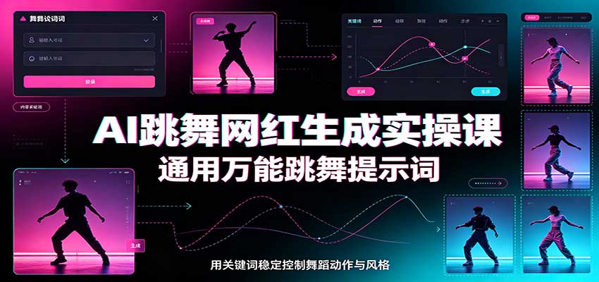 AI跳舞网红生成实操课：通用万能跳舞提示词，多模型适配，人物舞蹈视频制作全套教学-智富思维学堂