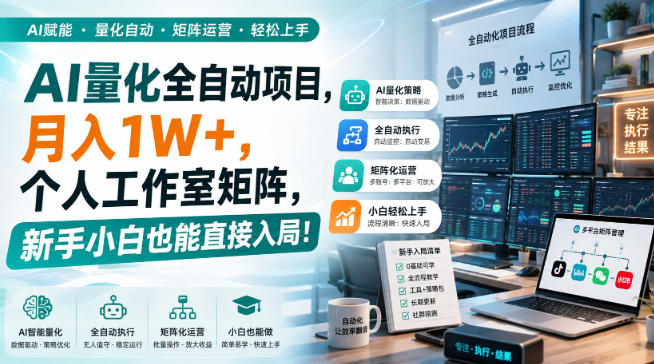 AI量化全自动项目,月入1W+,个人工作室矩阵,新手小白也能直接入局!【揭秘】-智富思维学堂