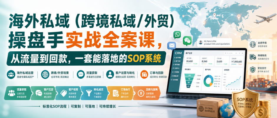 海外私域(跨境私域/外贸)操盘手实战全案课,从流量到回款,一套能落地的SOP系统-智富思维学堂