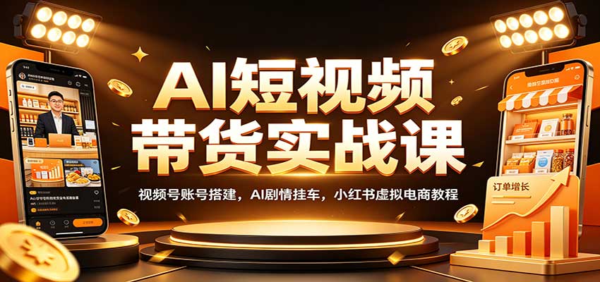AI短视频带货实战课：视频号账号搭建，AI剧情挂车，小红书虚拟电商教程-智富思维学堂