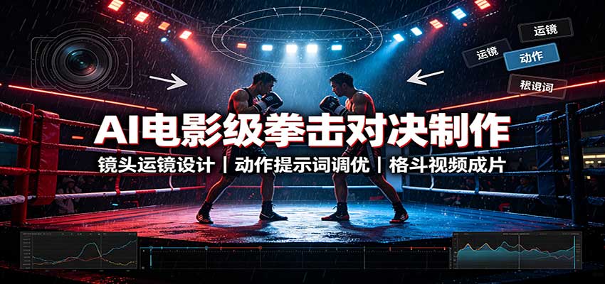 AI电影级拳击对决制作：镜头运镜设计，动作提示词调优，格斗视频成片-智富思维学堂