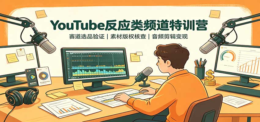 YouTube反应类频道特训营：赛道选品验证，素材版权核查，音频剪辑变现-智富思维学堂