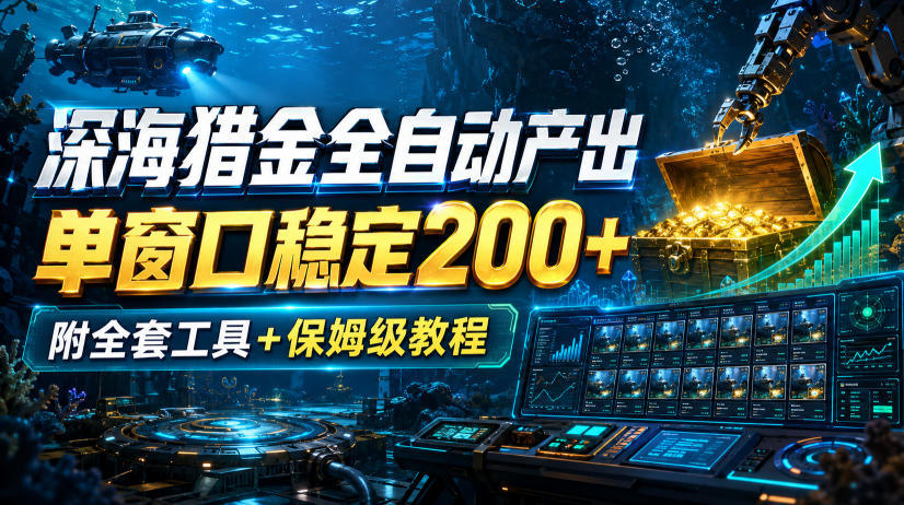 深海猎金全自动产出,单窗口稳定200+,附全套工具+保姆级教程【揭秘】-智富思维学堂