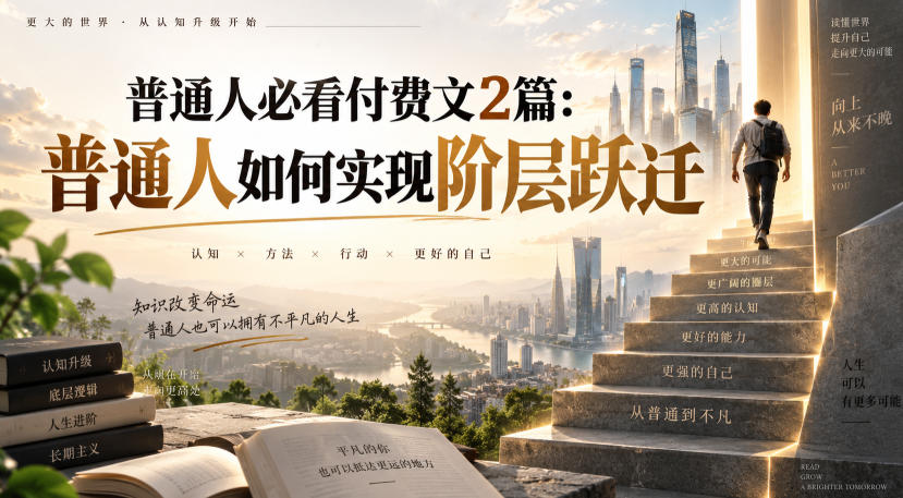 普通人必看付费文2篇:普通人如何实现阶层跃迁-智富思维学堂