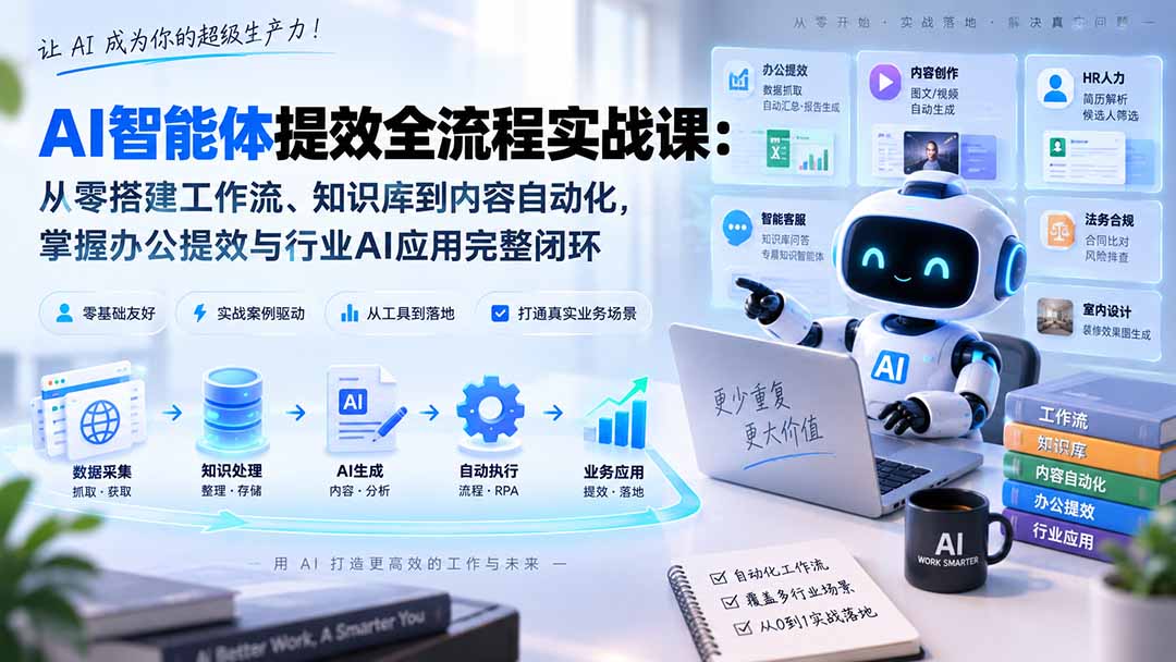 图片[2]-AI智能体提效全流程实战课：从零搭建工作流、知识库到内容自动化，掌握办公提效与行业AI应用完整闭环-智富思维学堂